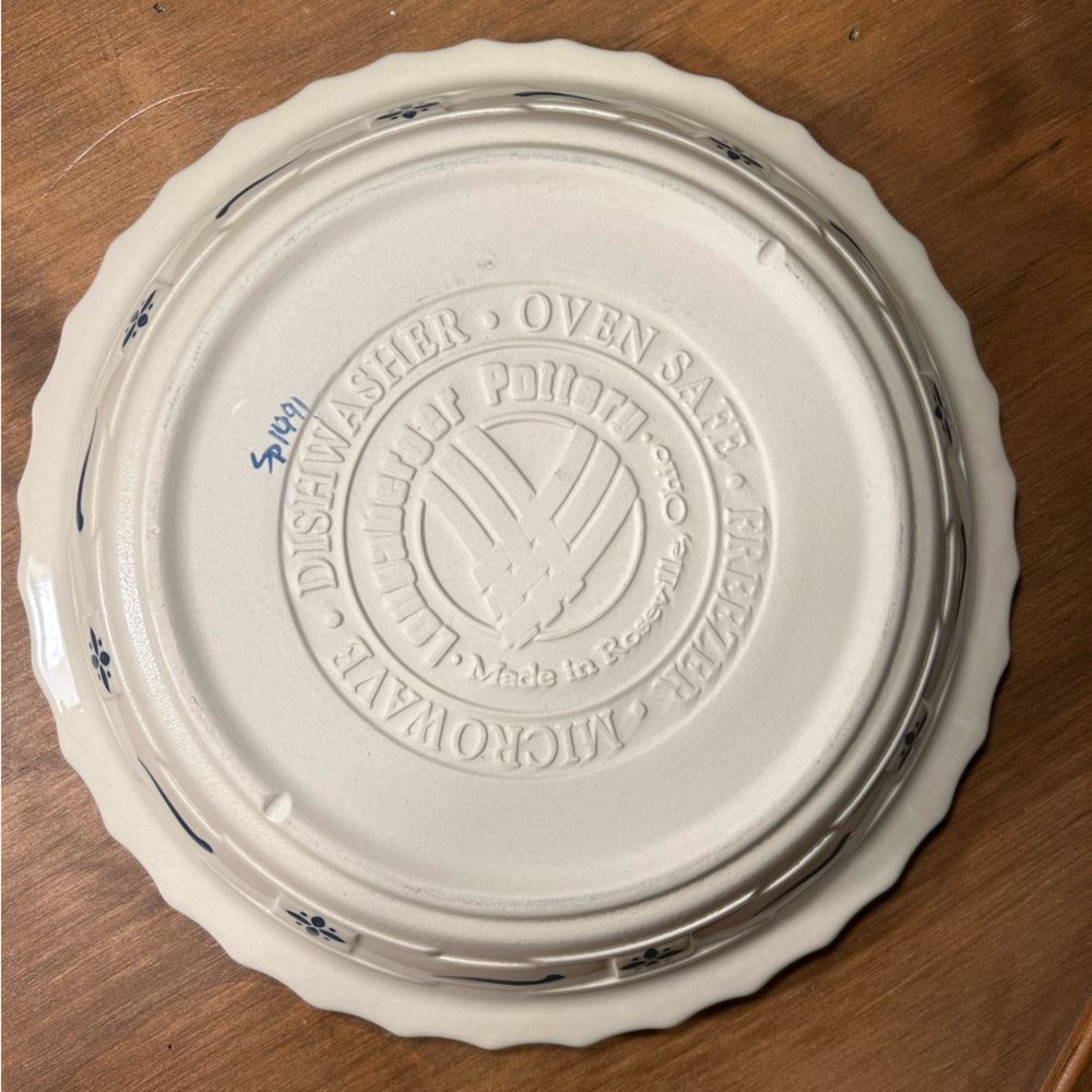 Longaberger Woven Traditions Farmhouse Blue Pie Plate 10" Vintage 1991 USA - Picture 4 of 6